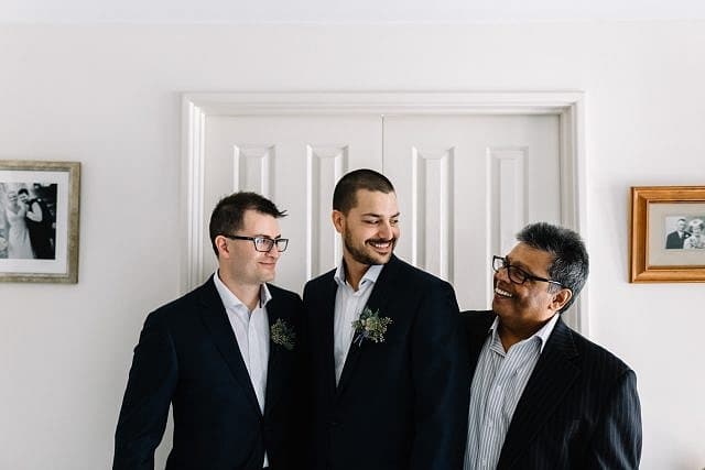 Groomsmen getting ready to go to ceremony