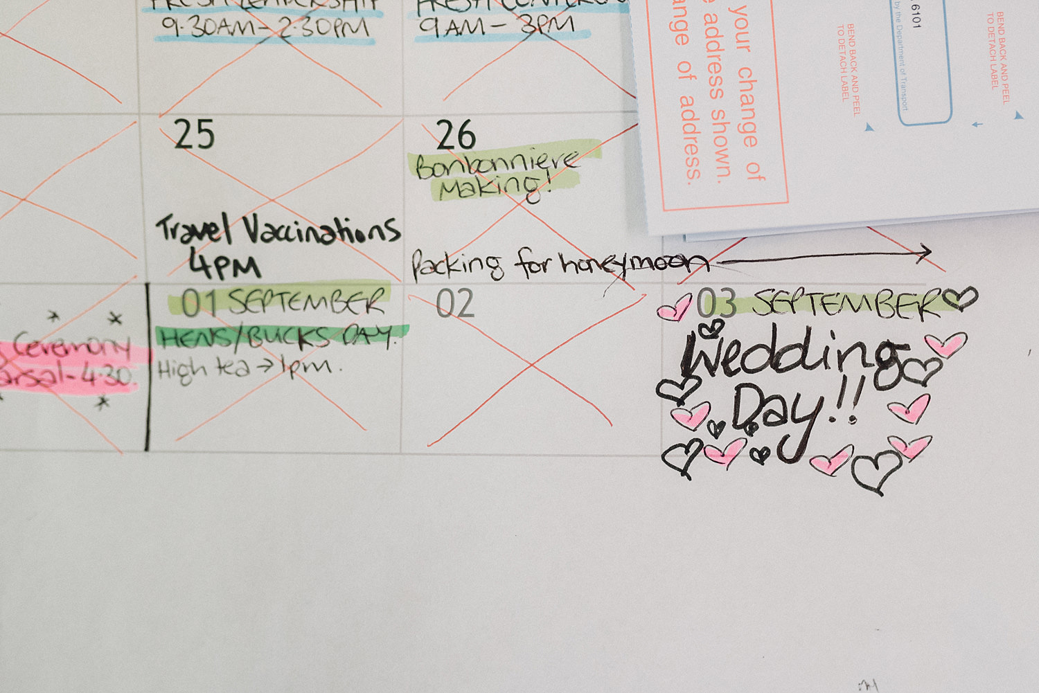 Calendar Date Of Wedding