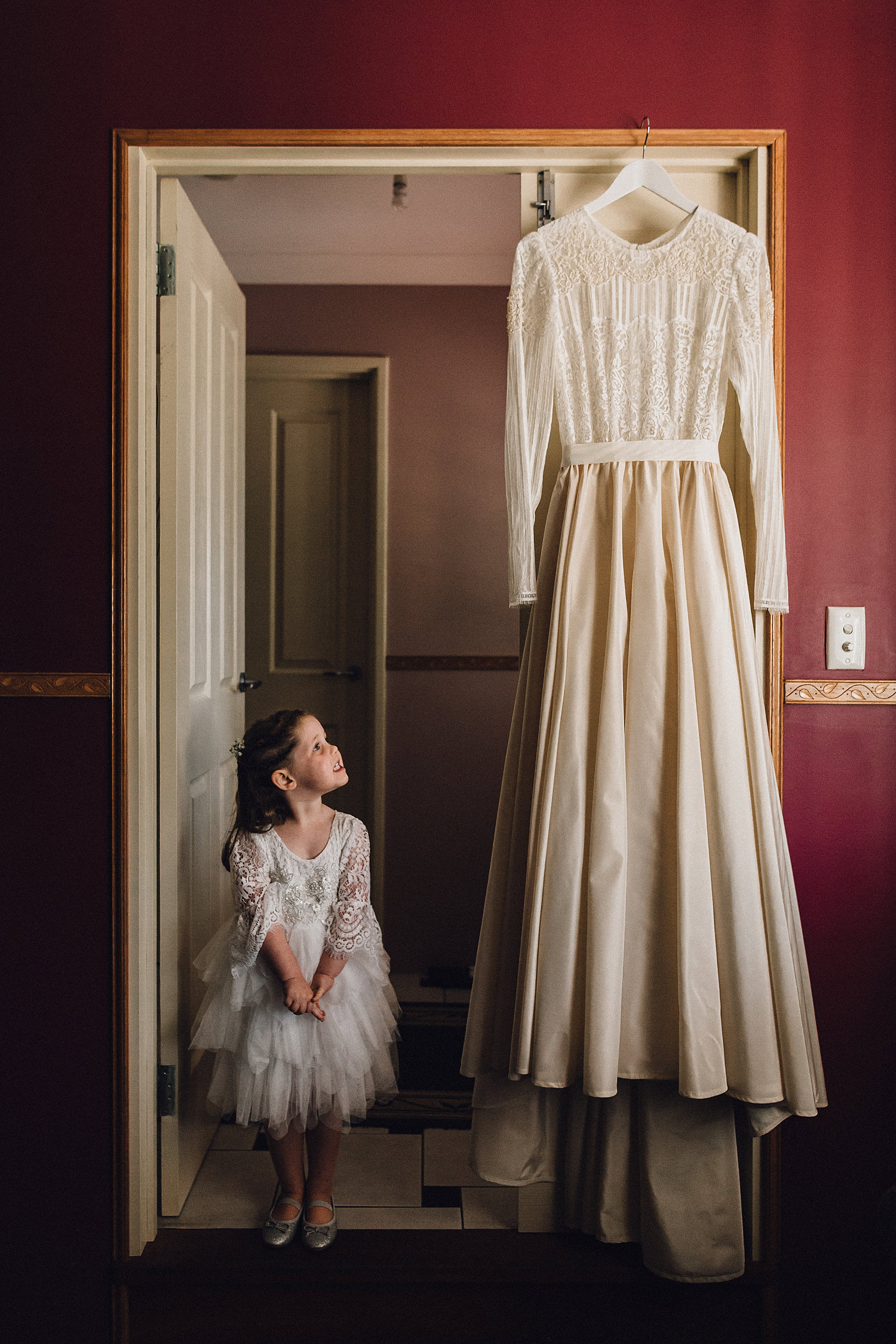 Flower Girl Amazed By Wedding Gown