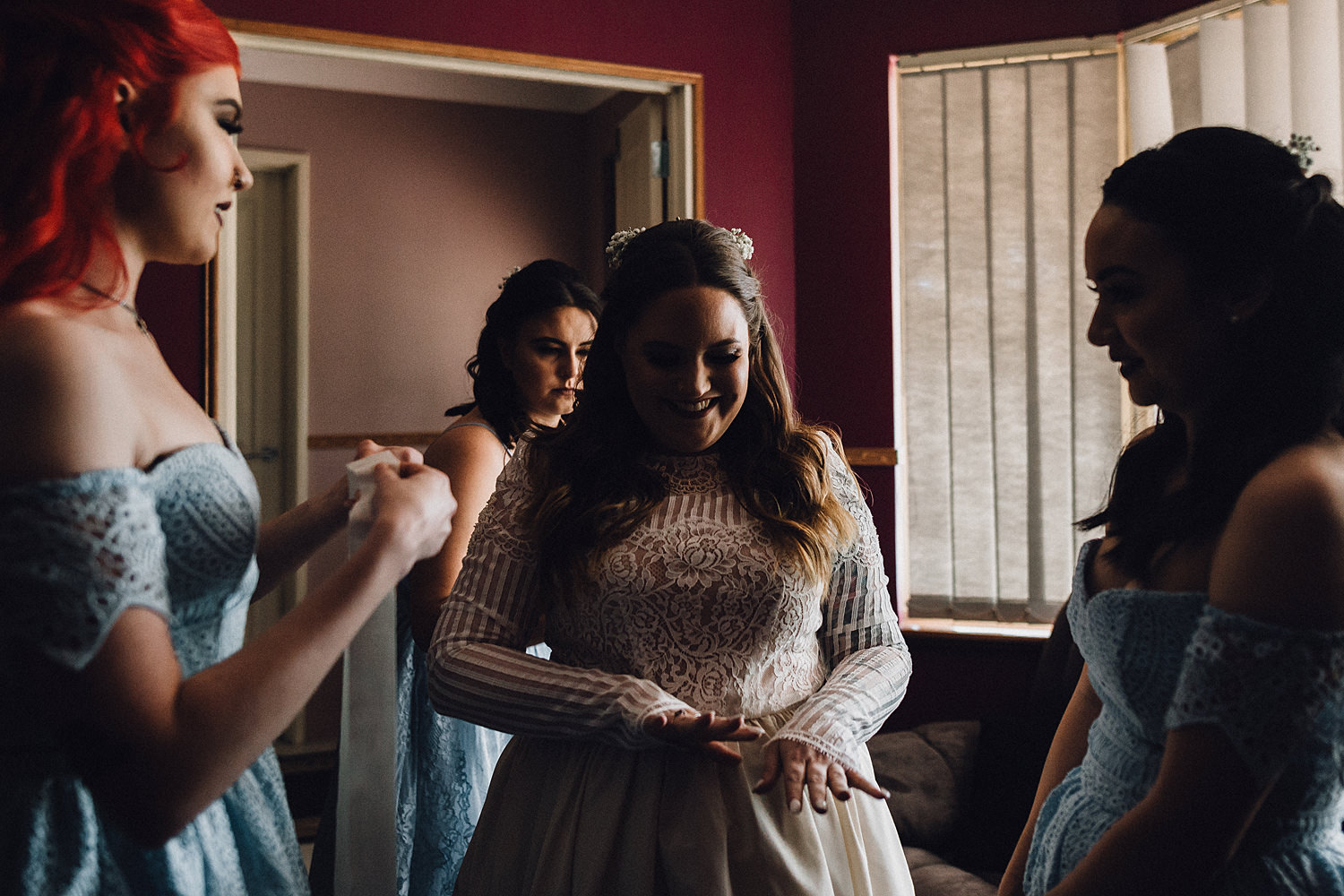 Bride Checking Nails Getting Ready