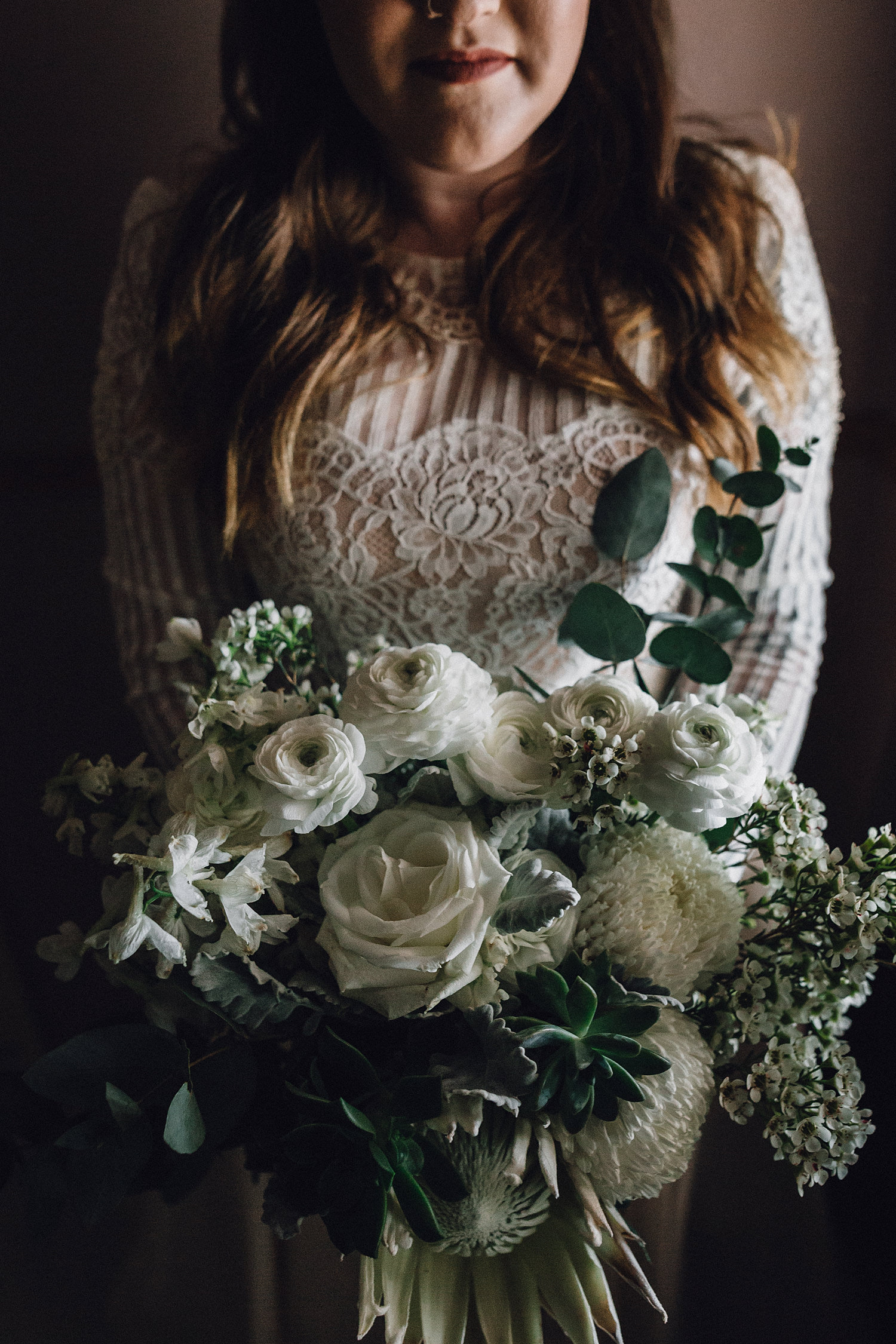 Bride Portrait Closeup Bouquet