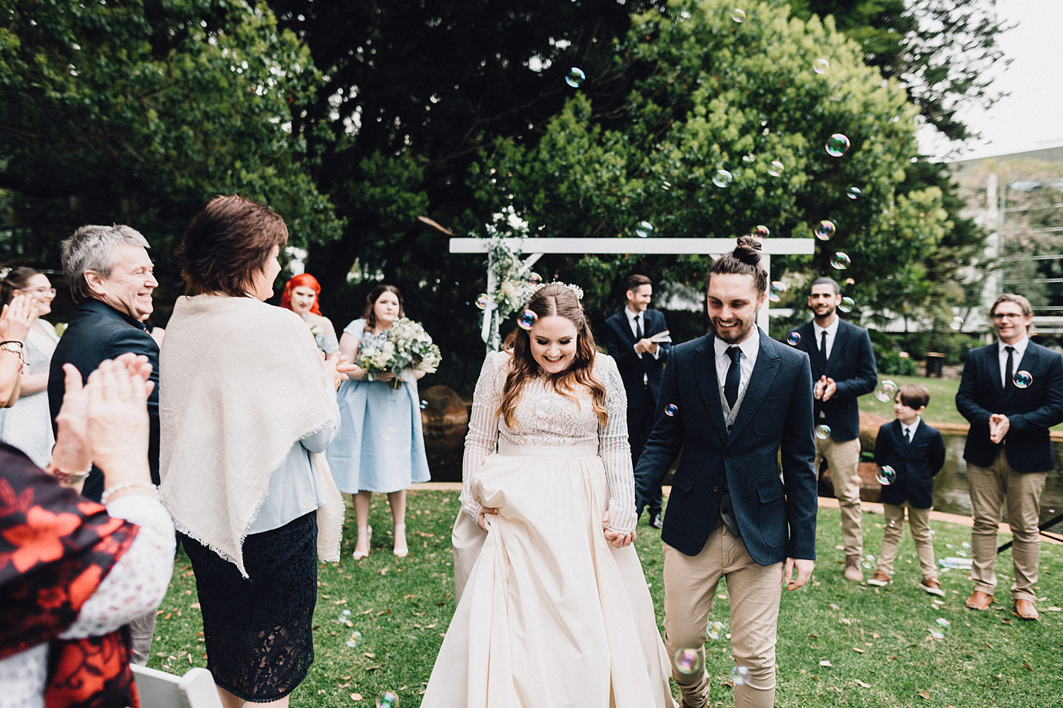 Bubbles Blow At Bride & Groom Harold Hoas Gardens