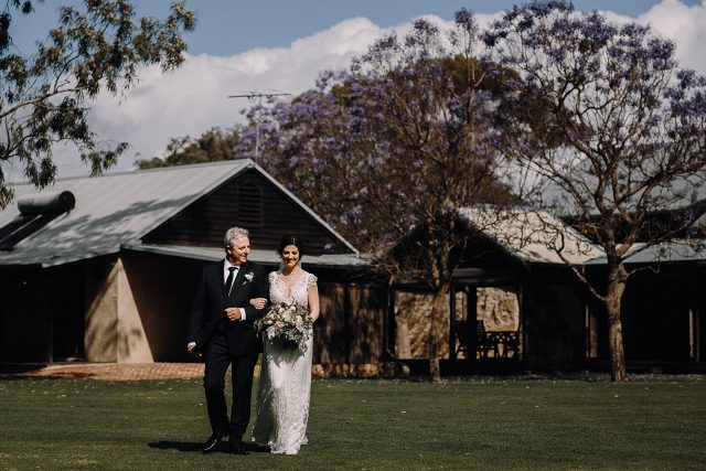 Old Broadwater Farm Bride Dad Walking Ceremony