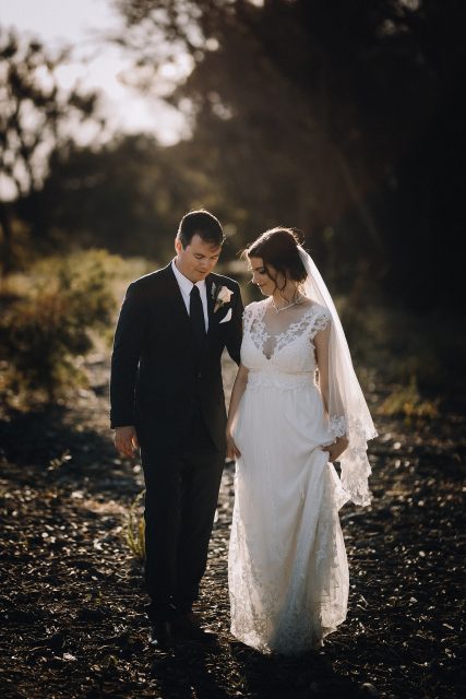 Groom Walks With Bride Down South Western Australia