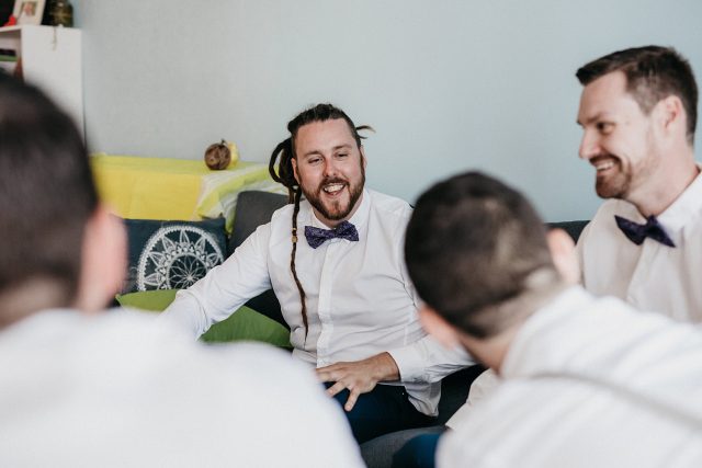 Groom And Groomsmen Getting Ready