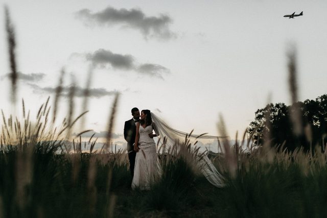 Wedding Couple Field River Bank Estate