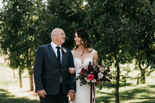 Bride Walking With Father Core Cider House